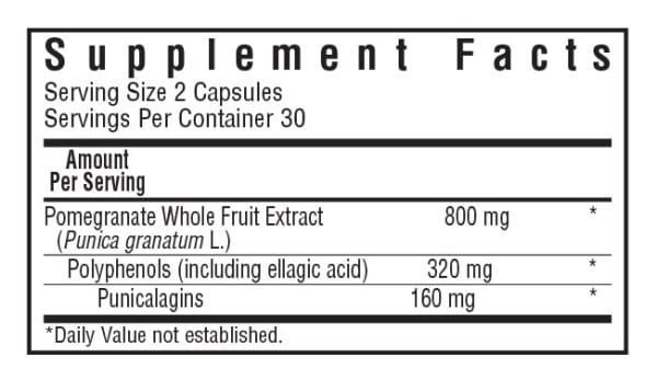 Bluebonnet’s Pomegranate Whole Fruit Extract supplement facts